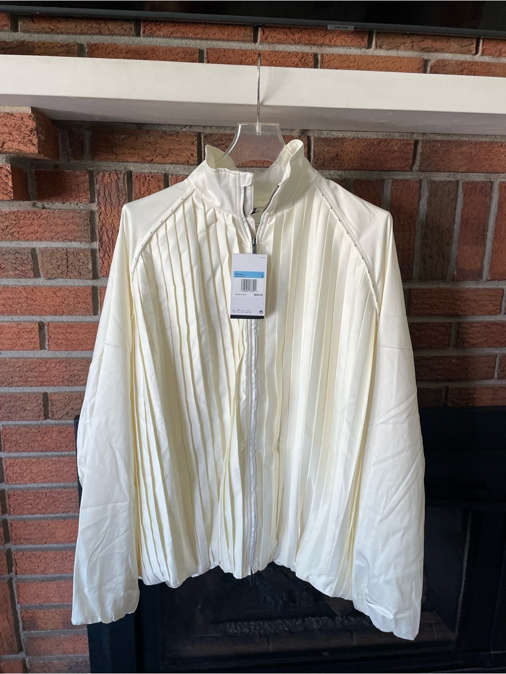Nike Cream Pleated Zip-Front Jacket